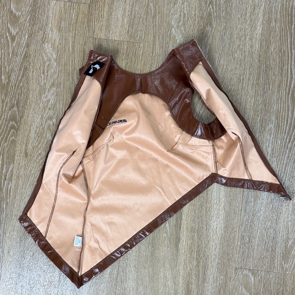 So Real GSUWOO Brown Patent Faux Leather Asymmetrical Tank Top size Small - Picture 6 of 10